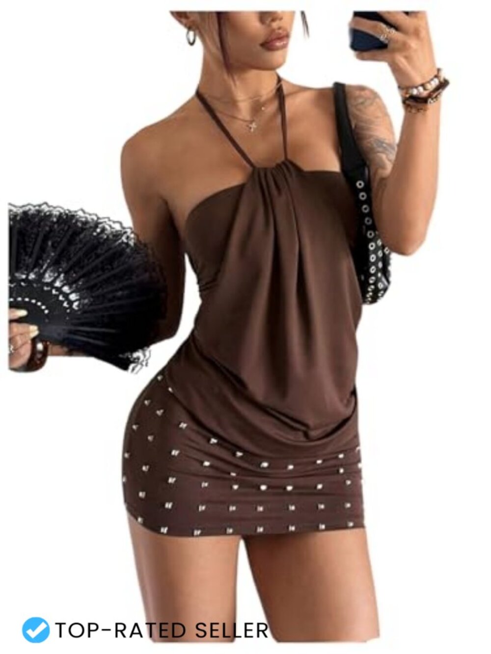 Halter Neck Backless Ruched Bodycon Mini Dress Rivet Y2K Club Night Out Party